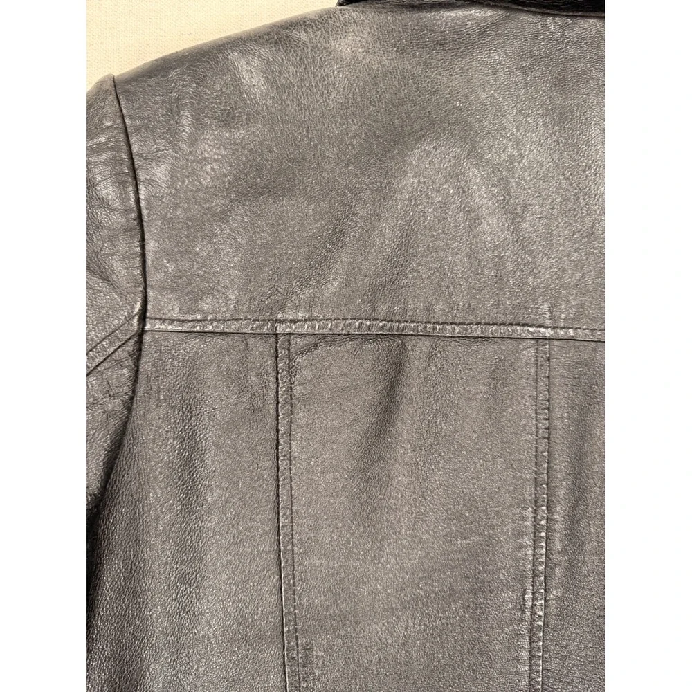 Bagatelle Womens Black Genuine Leather Button Front Jacket Size Medium Vintage